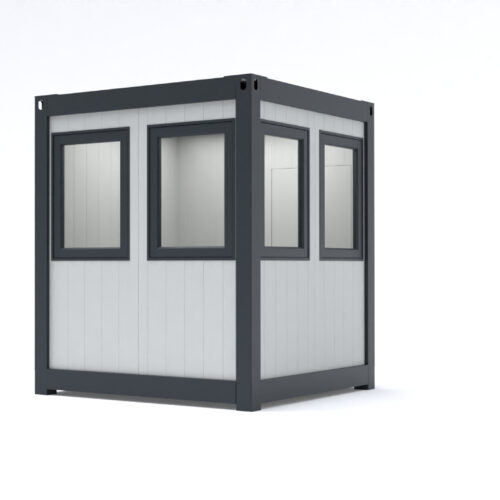 Prefab kantoorunit KLW 23 Hier is gekozen voor ral 9002 en kozijnen en de deur van de kantoorunit ral 7016 .
